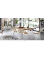 AGIO white or black metal frame and rattan chair with armrests
