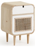 ENTOSA bedside table in natural and white wood