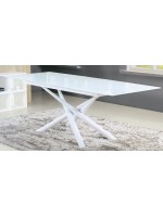 ACAPULCO 180x90 extensible 220 table with crystal top and painted metal frame