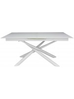 ACAPULCO 180x90 extensible 220 table with crystal top and painted metal frame