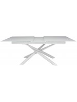 ACAPULCO 180x90 extensible 220 table with crystal top and painted metal frame