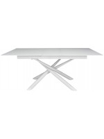 ACAPULCO 180x90 extensible 220 table with crystal top and painted metal frame