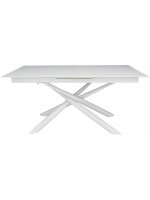 ACAPULCO 180x90 extensible 220 table with crystal top and painted metal frame