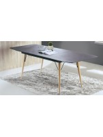 ARTEMISIA 140x80 extensible 200 stone table top in stone effect wooden legs