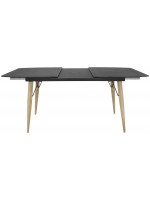ARTEMISIA 140x80 allungabile 200 tavolo piano in cristallo effetto pietra gambe in legno