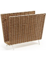 ASTEVA white metal and rattan rack magazine