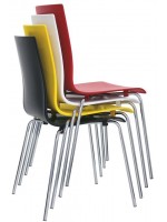BLUE white red black or yellow polypropylene and legs in chromed metal chair