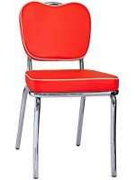 ALFEIS Farbwahl in Öko-Leder und Beine in verchromtem Metall 60s Stuhl