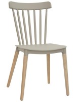 ALX Choice color polypropylene shell and wooden chair legs