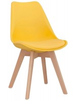 DEAR divers couleurs polypropylène chaise avec coussin en cuir, pieds en bois couleur et hêtre