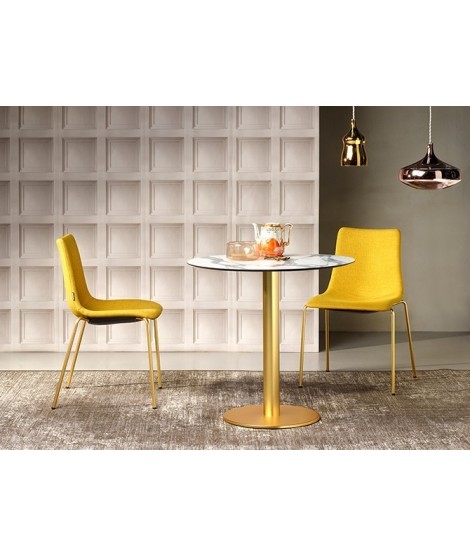 ZEBRA POP struttura a 4 gambe in acciaio ottone satinato sedia in tessuto scelta colore