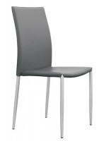 DOLORES in vielen Farben in Öko-Leder und Beine aus lackiertem Metall, moderner Stuhl