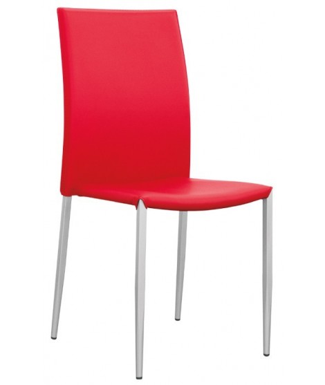 DOLORES en muchos colores en cuero ecológico y patas en metal pintado, silla moderna