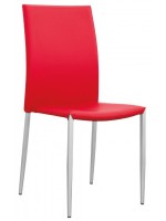 DOLORES in vielen Farben in Öko-Leder und Beine aus lackiertem Metall, moderner Stuhl