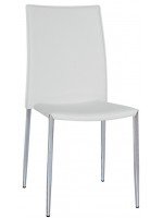 BAGHER Weiß Mokka oder Schwarz in Öko-Leder und Beine aus lackiertem Metall, moderner Stuhl