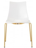 A ZEBRA antishock gambe in acciaio finitura oro satinato e scocca in policarbonato bianco sedia design casa soggiorno o contract