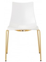 A ZEBRA Antishock Stahlbeine mit satiniertem Gold Finish und weißer PolycarbonatSchale für den Heim oder Objektstuhl