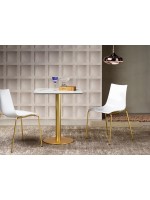 A ZEBRA Antishock Stahlbeine mit satiniertem Gold Finish und weißer PolycarbonatSchale für den Heim oder Objektstuhl