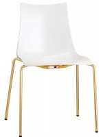 A ZEBRA antishock steel legs with satin gold finish and white polycarbonate shell home or contract chair