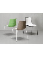 ZEBRA BICOLORE Farbwahl in zweifarbigem Polymer 4 verchromten Beinen oder lackiertem Wohnvertragsstuhl