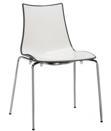 ZEBRA BICOLORE Farbwahl in zweifarbigem Polymer 4 verchromten Beinen oder lackiertem Wohnvertragsstuhl