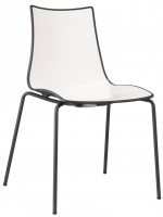 ZEBRA BICOLORE Farbwahl in zweifarbigem Polymer 4 verchromten Beinen oder lackiertem Wohnvertragsstuhl