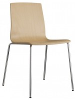 ALICE WOOD 4 legs frame in chromed or painted steel chair in natural wood or wenge 'home or contract
