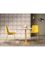 TIFFANY Runder Tisch für Bar Chalets Restaurants Eisdielen Messing Spalte und Marmor Effekt Top