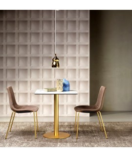 TIFFANY tavolo quadrato per bar chalet ristoranti gelaterie colonna in ottone e piano effetto marmo