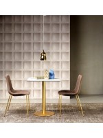 TIFFANY tavolo quadrato per bar chalet ristoranti gelaterie colonna in ottone e piano effetto marmo