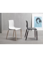 NATURAL ALICE in technopolymer and solid wood legs chair or home design contract