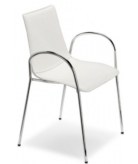 ZEBRA POP mit Armlehnen aus verchromtem Stahl Stuhl in Kunstleder Farbauswahl für Zuhause oder Büro