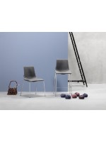 ZEBRA POP h 65 cm Sitzhöhe in Naturleder oder Stoff oder Öko-Leder Wahl Farbe und Beine in verchromtem Stahl Hocker Design