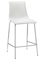 ZEBRA POP h 65 cm seat height in natural leather or fabric or eco-leather choice color and legs in chromed steel stool design