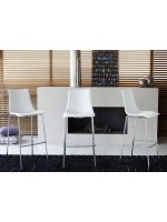 ZEBRA POP h 80 cm Sitzhöhe in Naturleder oder Stoff oder Öko-Leder Wahl Farbe und Beine in verchromtem Stahl Hocker Design