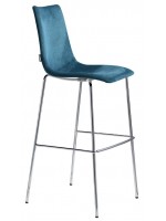 ZEBRA POP h 80 cm seat height in natural leather or fabric or eco-leather choice color and legs in chromed steel stool design