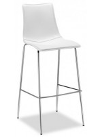 ZEBRA POP h 80 cm Sitzhöhe in Naturleder oder Stoff oder Öko-Leder Wahl Farbe und Beine in verchromtem Stahl Hocker Design