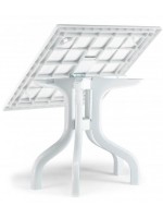 RIBALTO 80x80 Klappquadrat in weißem Harz Tisch für Gartenterrassen im Freien