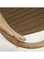 ELEGANTE chair with armrests choice of color in rope and legs in eucalyptus wood garden or terrace design