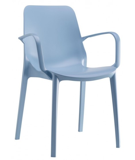 GINEVRA Tecnopolímero silla con brazos varios colores cocina jardín y bar apilable