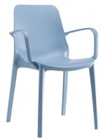 GINEVRA Tecnopolímero silla con brazos varios colores cocina jardín y bar apilable