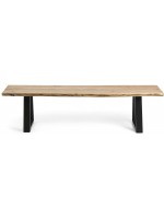 APORT bench size choice in solid natural acacia wood and black metal legs home furnishing design