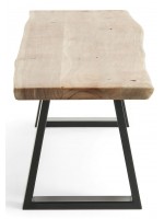 APORT bench size choice in solid natural acacia wood and black metal legs home furnishing design