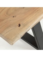 APORT bench size choice in solid natural acacia wood and black metal legs home furnishing design