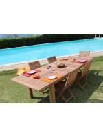 BISSOT ausziehbarer Gartentisch aus Teakholz 150 oder 200 oder 220 cm