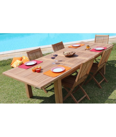 BISSOT tavolo allungabile da esterno in teak da 150 o 200 o 220 cm