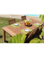 PERLA Table fixe en teck de 200 ou 240 cm pour jardin ou terrasse