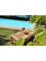 PERLA fixed teak table from 200 or 240 cm design for outdoor garden or terrace