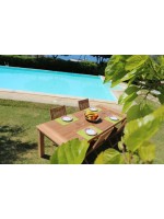 PERLA Table fixe en teck de 200 ou 240 cm pour jardin ou terrasse