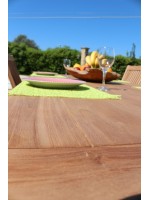 PERLA fixed teak table from 200 or 240 cm design for outdoor garden or terrace